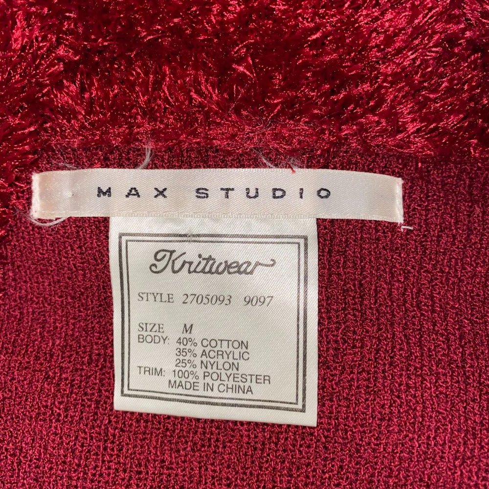 Max Studio Red Button Down Sweater M - image 5